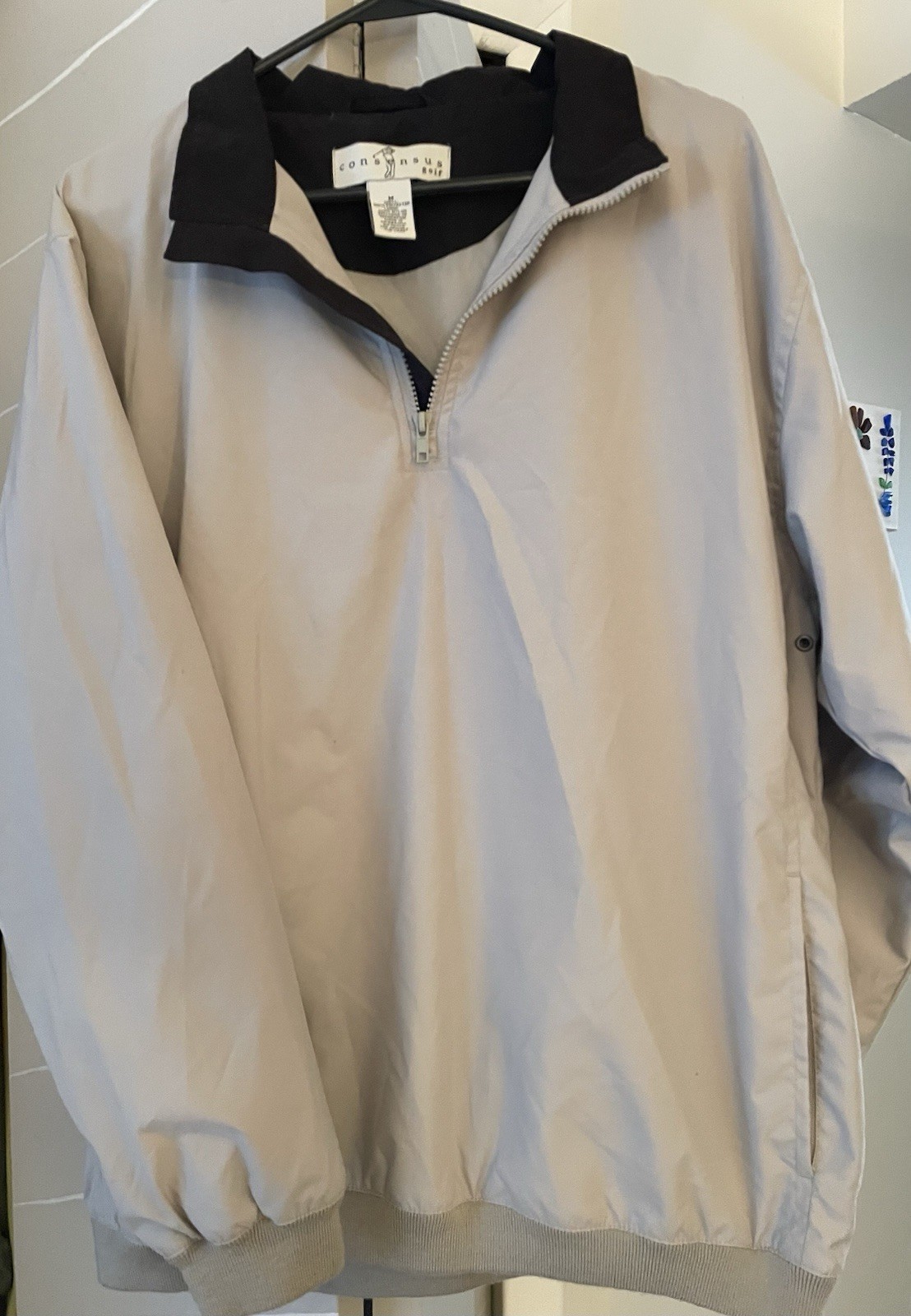 Nice Men’s Consensus Golf Pullover Jacket Beige S… - image 1