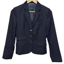 J. Crew Womens 100 Wool 3-Button Blazer Jacket Womens 4 Navy Made in Japan