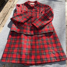 Vintage women  s Pendleton red plaid Tartan suit skirt jacket vintage size 16  