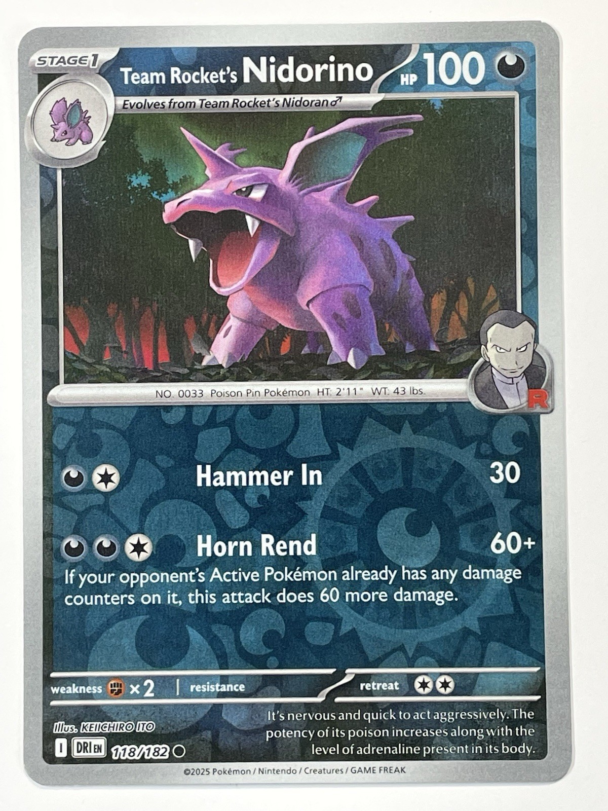 Destined Rivals - Team Rocket's Nidorino - 118/182 - Pokemon TCG