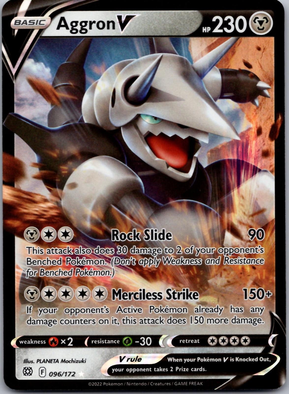 Aggron V 096/172 Holo V Rare Brilliant Stars Pokemon Near Mint