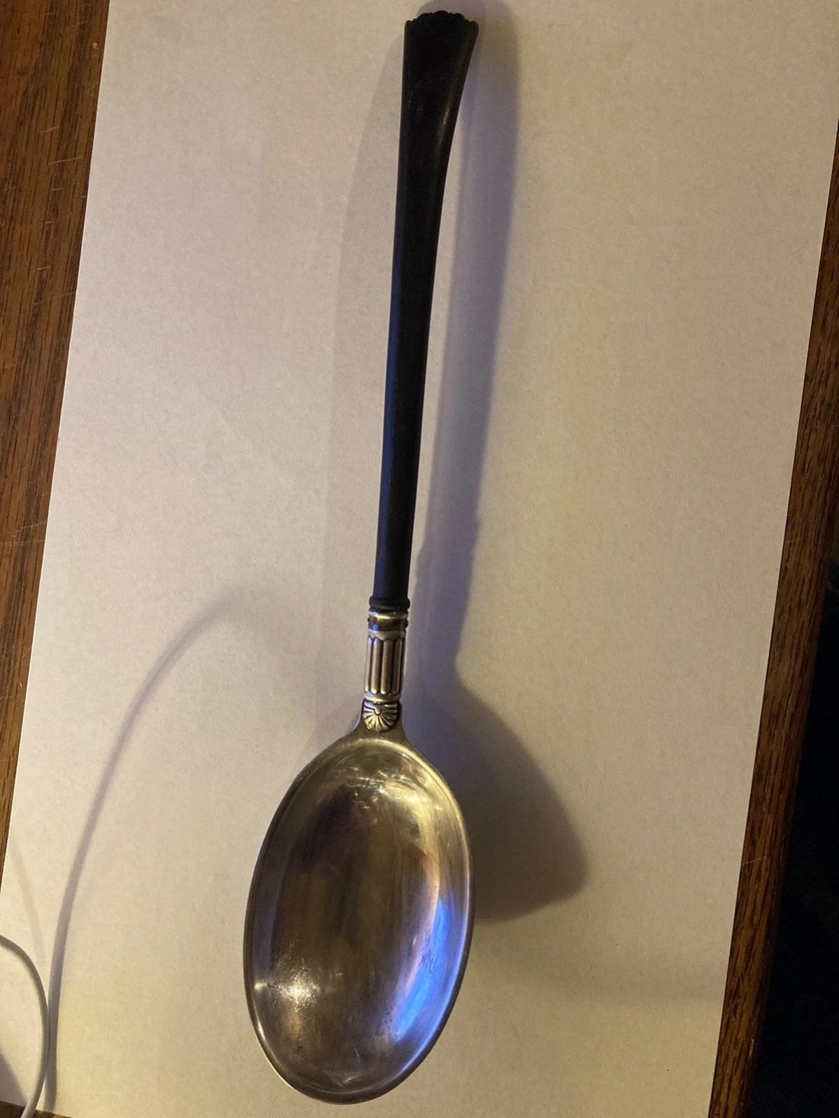 VTG Gorham N79 Ebony Handle Electro Plate Silver plate Serving Spoon 12"L x2.5"W
