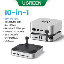 UGREEN Mac Mini M4 Docking Station 10-in-1 USB Hub M.2 SSD DP 4K 240Hz 10Gbps