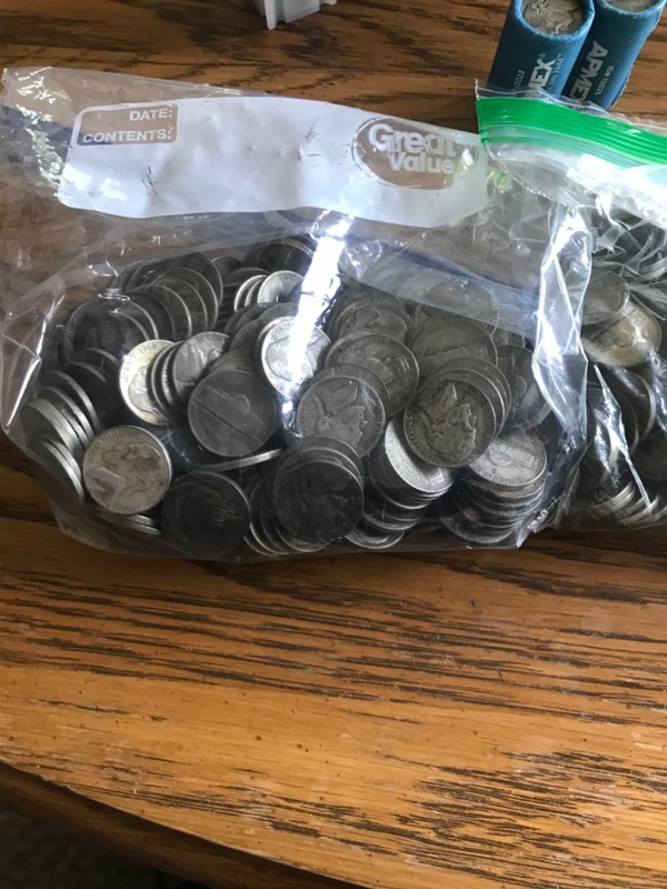 Lot of 600 Jefferson War Nickels 35% Silver  Various years.   33.78 ozs silver