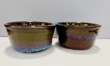 2 Bill Campbell Studio Pottery 4 1/4” Bowls Crystalline Glaze “Northern Lights”