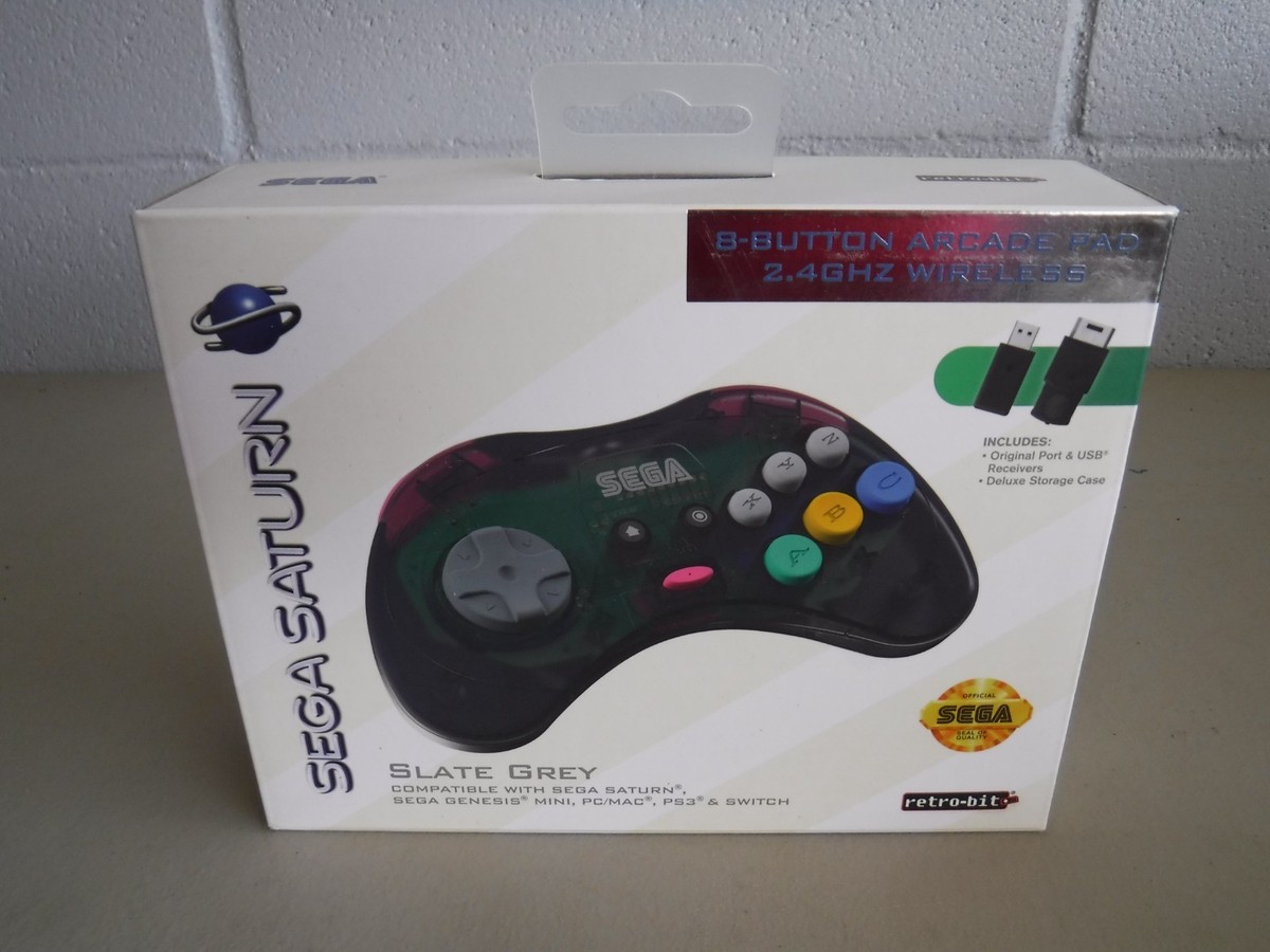 Retro-Bit SEGA Saturn Wireless Controller Slate Gray *RARE