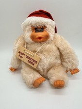 9" Merry Christmas, GONGA Vtg Gorilla Plush Russ Berrie Monkey Thumb Sucking