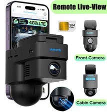 LAMTTO 4G LTE Dash Cam Front Inside with GPS Remote Live-View,AI Motion Alert