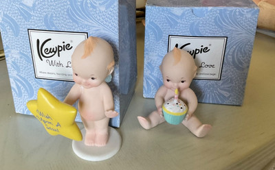 Kewpie Figurines Set/2  Wish Upon A Star'' and  Make A Wish 4''H Charisma Jesco