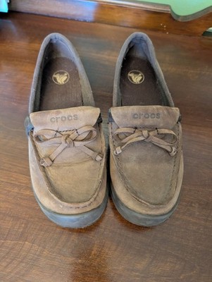 Croc's Suede Nubuck Wrapped Loafer Bow Croslite Lightweight Women's 7