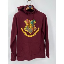 Harry Potter Hogwarts Crest Hoodie Maroon Burgundy Sweatshirt Mens Medium M