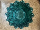 Federal Glass Dinner Plate - Teal Blue Green Flower Shape Depression Vintage