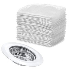 200 Pack Kitchen Sink Strainer Mesh Bags with 1 Pcs Strainer Stainless Steel,...