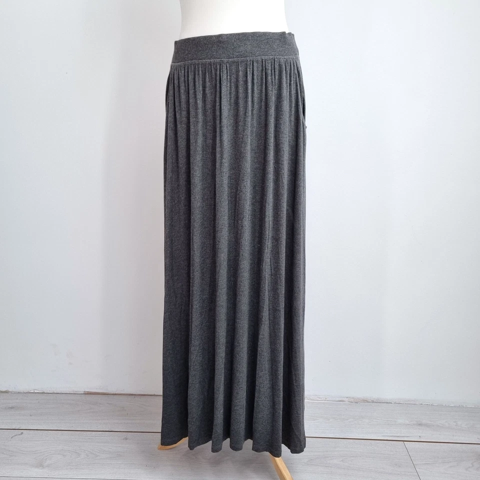 The White Company Skirt Maxi Large Jersey Pockets Dark Grey Stretch Casual ALine - Image 2 of 4