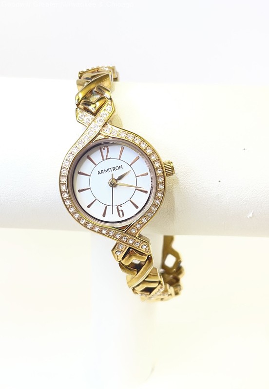 Armitron Gold Tone Rhinestone Ladies Watch 32.5g