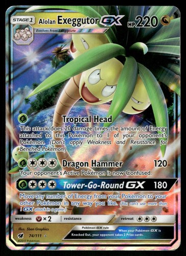 Alolan Exeggutor GX 74/111 Holo GX Rare Crimson Invasion Pokemon MP