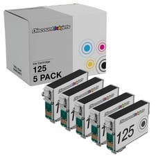 Ink Cartridge Replacements for Epson 125 Black, 5-Pack 