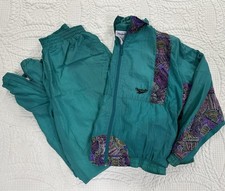 Vintage 90s Reebok Track Suit Windbreaker Jacket  Pants Set Women  s Sm. Tribal