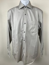 Banana Republic Men Size M 15-15.5 Gray Long Sleeve Button Front Dress Shirt