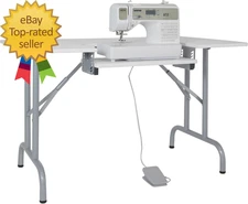 Folding Multipurpose Sewing Table  47.5" W X 28" D Foldable White Hobby and Sewi