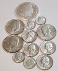 AU Silver Lot – 1 oz Round • 90%/40% Halves • 4 Dimes • 4 Quarters • 1960s Mix