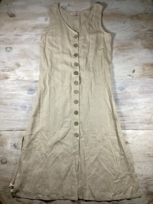 Philosophy Natural Tan Linen Blend Dress Women s Size 6 Minimalist Beach