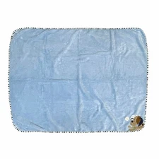 Garanimals Baseball Puppy Dog Baby Blanket Embroidered Fleece Stripe Edge Blue