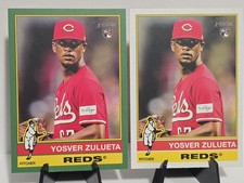 2025 Topps Heritage Green Border + Base Card #132 Yosver Zulueta Cincinnati Reds