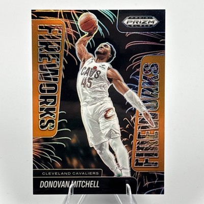 2024-25 Panini Prizm Black #12 Donovan Mitchell Fireworks Orange Prizms #/49