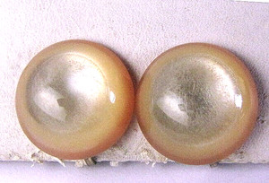 Japan Vintage Clip-On Earrings Plastic Button Graduated Tint Hinged Screw Back