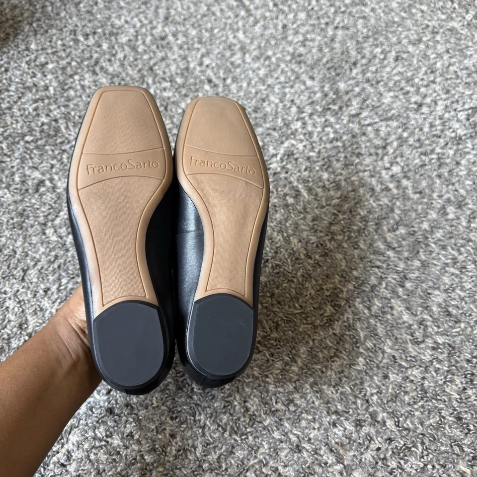 Franco Sarto Ailee Puntera Cuadrada Cuero Suave Ballet Pisos Azul 6 M Negro Nuevo Foto 3 de 4