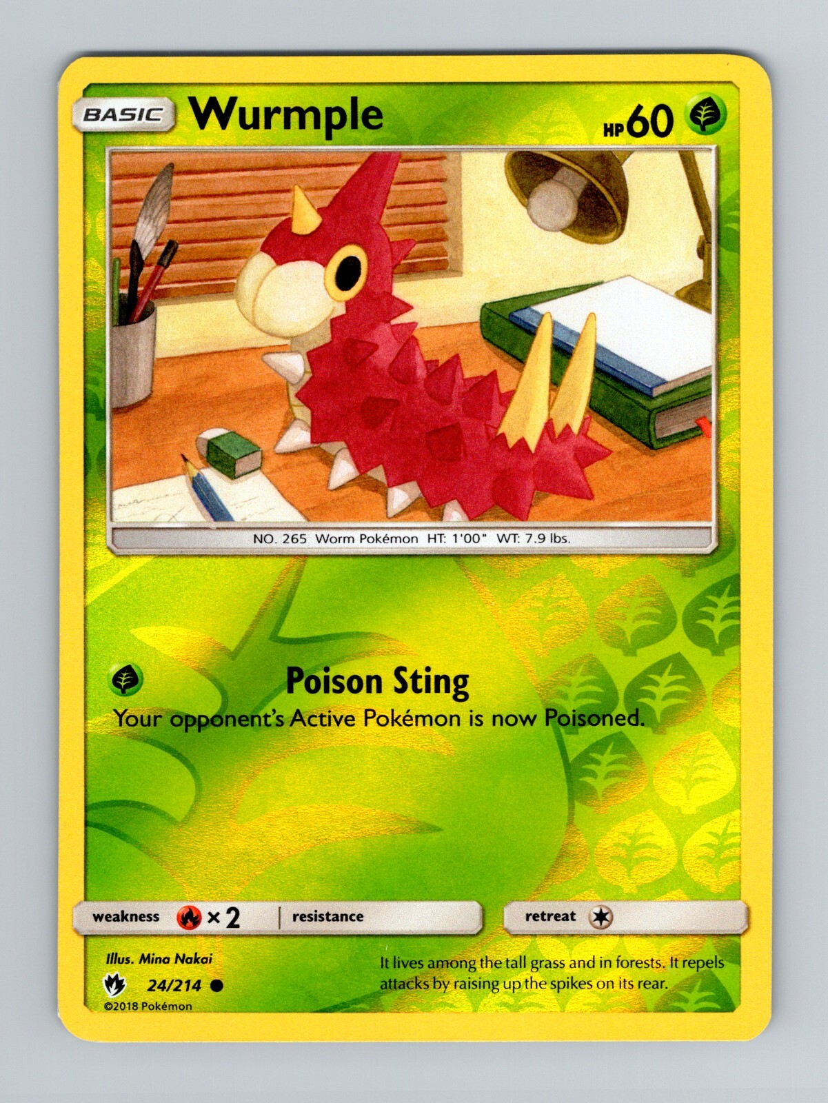 2018 Wurmple 24/214 Reverse Holo Common Pokemon TCG Lost Thunder