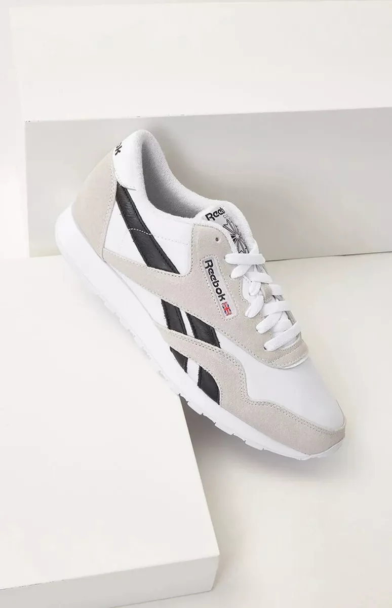 Reebok Classic Nylon Men s Size 6 Women s 7.5 Running Shoe White Black Athletic