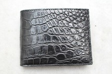 Black Genuine Crocodile Belly Leather Skin MEN'S BIFOLD Wallet