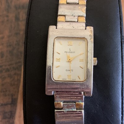 Peugeot Ladies Watch Gold/Silver Tone White Face New Battery  display picture 2