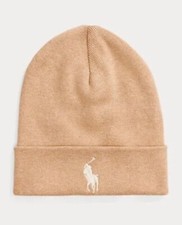 Polo Ralph Lauren Pima Cotton Beanie Hat Tan Beige Oatmeal 100% OFFICIAL ADULTS