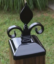 Post Cap for 6x6 Wood Fence Post, Decorative Twisted Spade with Scrolled Ends