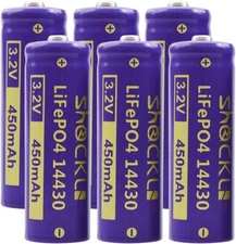  (6-Pack) Shockli 14430 3.2V 450Mah Lifepo4 Rechargeable Solar Battery Fo