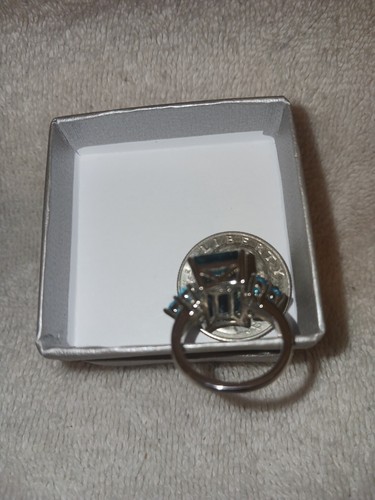 Size 6 Rhodium/Sterling Ring Teal Fluorite (IR) Neon Apatite Ring 9.90 TCW(796) - Picture 12 of 16