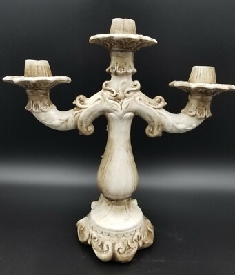 Capodimonte 3 Arm Floral Candelabra Candle Holder - Porcelain Made