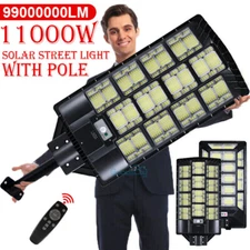 Commercial 99000000LM LED Outdoor Dusk to Dawn Solar Street Light Road Area Lamp