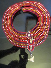 Vintage Set of 3 Maasai African Tribal Glass Bead Collar Layered Necklaces 