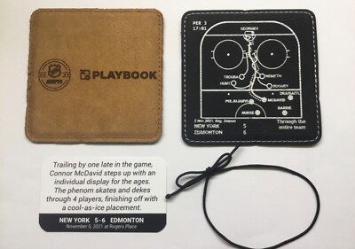 NHL ESPN Playbook Conner McDavid Edmonton Oilers Leather Coaster Set (2)