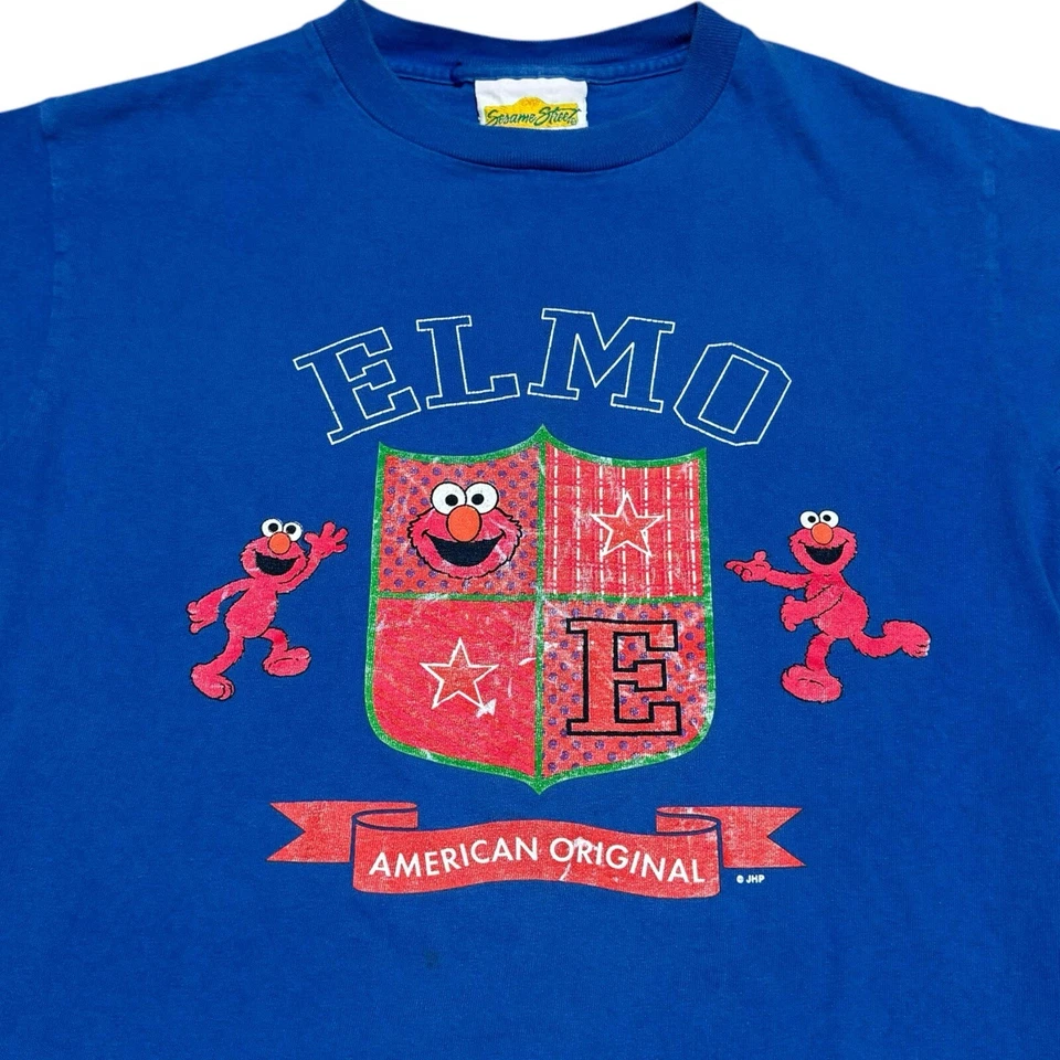 Camisa Azul Americana Vintage Años 90 Plaza Sésamo Elmo Original Juvenil Pequeña Foto 2 de 4