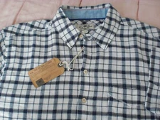 True Grit Los Angeles Linen Blend S/S Sport Shirt, NWT - Men's M - Blue/White