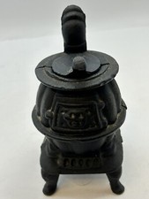 Vintage Pot Belly Stove W/ Lid Miniature Cast Iron Salesman Sample So Cute 