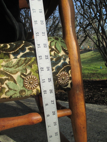 Oak Arts & Crafts Rocking Chair, Tiger Oak , Green Upholstery Seat 20th Century - Picture 13 of 13