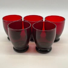 Anchor Hocking Baltic Ruby Red 2 3/4" Liquor Cocktail Glasses - Set of 5