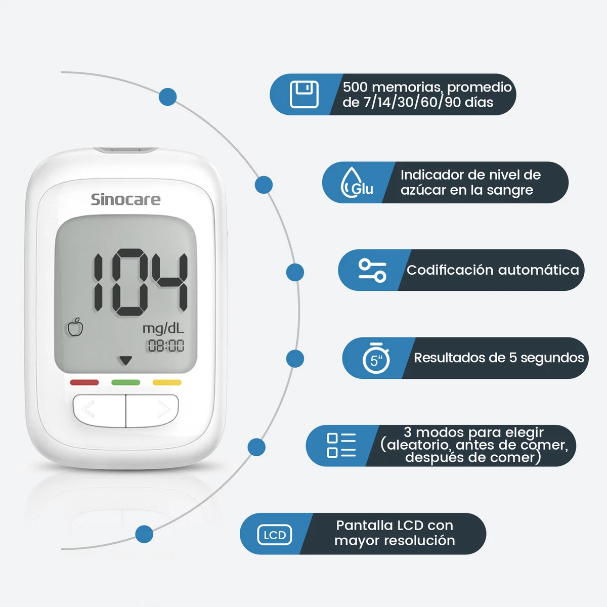 Sinocare AQ Pro I Medidor de glucosa en sangre de precisión Set * 100 tiras