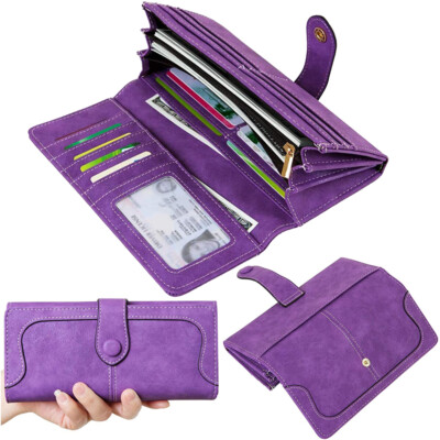 Women's Leather Wallet Large Capacity Multi Card Organizer Ladies Clutch Handbag